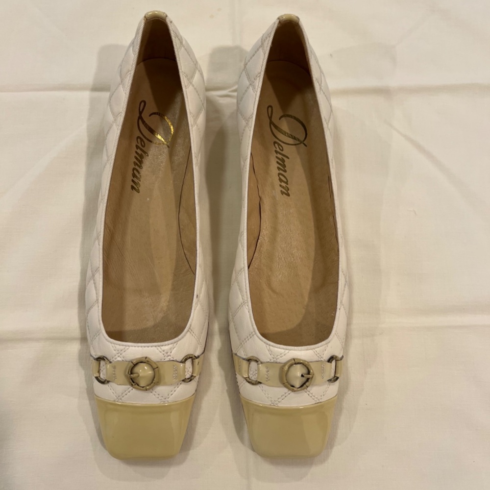 Delman Bergdorf Goodman Cream Phoenix-GN Glove Nappa Quilted Shoes--Size 10 M - Picture 3 of 16